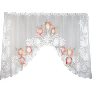 Clever-Kauf-24 Bistro Scheibengardine Stangendurchzug 150 x 105 cm Weiß/Aprikot 2-teilig