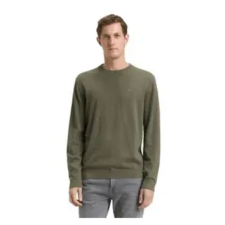 Tom Tailor Herren Rundhals Pullover BASIC CREWNECK KNIT Relaxed Fit Tea Leaf Grau 39401 XL