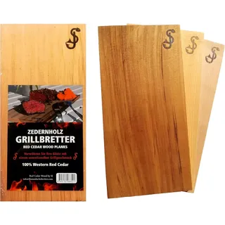Räucherbretter im 3er Set aus reinem Zedernholz von „SJ“ – Grillbretter zum Gril