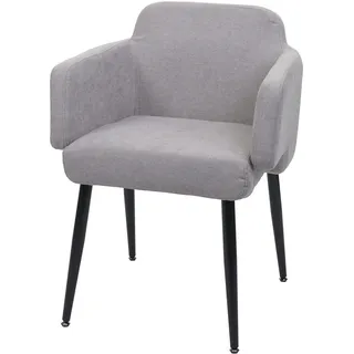 Mendler Esszimmerstuhl HWC-L13, Polsterstuhl Küchenstuhl Stuhl mit Armlehne, Stoff/Textil Metall ~ grau