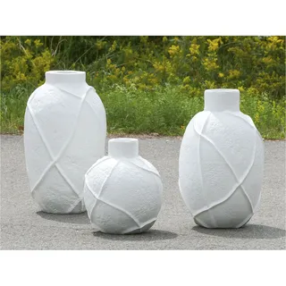 Bodenvase GILDE "Vase "Linhas" weiß H. 57,5cm" Vasen Gr. B/H/T: 36 cm x 57,5 cm x 36 cm, weiß Blumenvasen