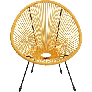 Kare Design Sessel Acapulco, Gelb, Indoor und Outdoor Stuhl im Retro-Design, Gartenstuhl, Relaxsessel für Balkon, Garten, Terrasse, Schwarzes Stahlgestell, 85x73x78 cm (H/B/T)