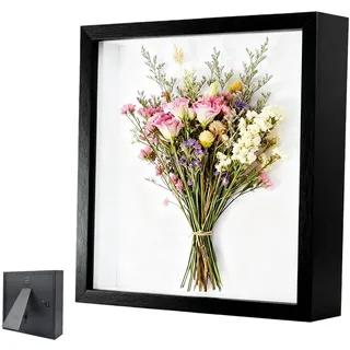 Bilderrahmen zum Befüllen, Tiefer Bilderrahmen zum Befüllen 30 x 30 cm, mit Transparente Acrylplatte, 3D Objektrahmen Tiefer 3cm, für Hochzeitsgeschenk, Schwarz