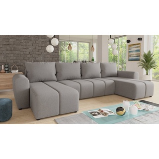 Sofnet Wohnlandschaft Cleo U mit Schlaffunktion - U-Form Couch, Ecksofa mit Bettkasten, Couchgranitur mit Bettfunktion, Polsterecke, Big Sofa (Grau (Soro 90)