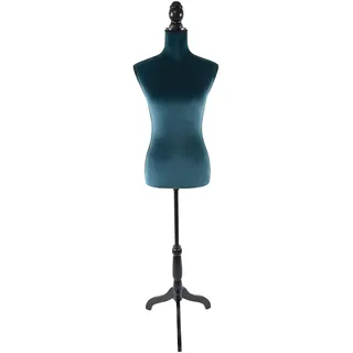 Relaxdays Schneiderpuppe 36/38 Samt, Schwarz,Türkis