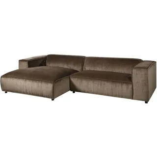 MASSIVMOEBEL24.DE Eckcouch Cord 3-Sitzer Taupe