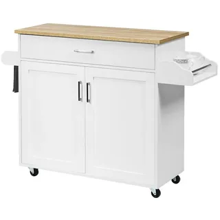 Costway Küchenwagen Weiß, Holz, 116x85x40 cm, Esszimmer, Servierwagen