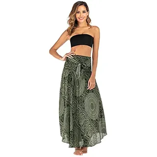 Kuukaas Hippie Rock Damen Lang Maxirock Damen Sommer Strandkleid Damen Boho Wickelrock Strand Boho Kleid Damen - Einheitsgröße