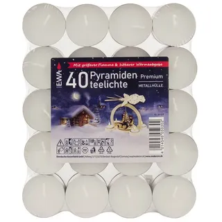 Dregeno Erzgebirge Adventskerze Zubehör 40 Pyramidenteelichte in Metallhülle ØxH 3,9x1,7 NEU weiß
