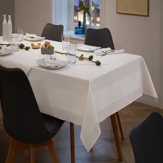 Gastro Tischdecke mit Atlaskante Weiß (15 Größen) - 130 x 130 cm