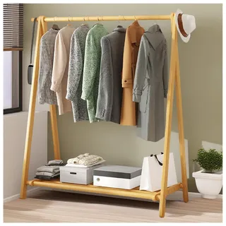 BEARQUN kleiderständer aus Holz - kleiderständer aus Massivholz mit Hutablage - Garderobenständer mit Haken - kleiderständer klappbar - bis 80 kg - für Flur, Wohnzimmer - 60/80/100/120CM