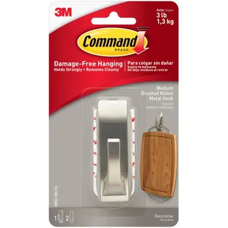 Command Modern Reflections Metall Bad Haken, kleinen, Satin Nickel, 1-hook mit wasserabweisendem Streifen (mr01-sn-bes), MR02-BN