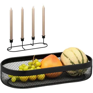 eluno Adventskranz Obstkorb 2in1 im Mesh-Design inklusive Kerzenhalter