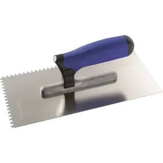 tecwerk Glättekelle L.280mm B.130mm Zahn 4x4 rostfr.m.H-Heft VA S.0,7mm TECWERK