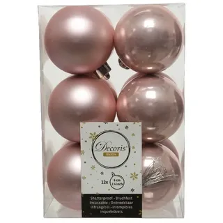 12 Weihnachtskugeln Christbaumkugeln Baumkugeln Durchmesser 60mm bruchfest rosa