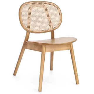 Esszimmerstuhl Adolis aus Ulmenholz, skandinavisches Design, Natur, Rattansitz, Bizzotto