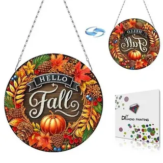 CXINLky Diamond Painting Anhänger Herbstkranz Set mit Kette