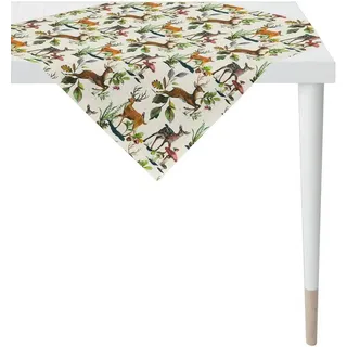 APELT Mitteldecke 5883 CHALET STYLE, Weihnachten, Winter, Herbstdeko (1-tlg), Digitaldruck beige|braun|grün 88 cm x 88 cm