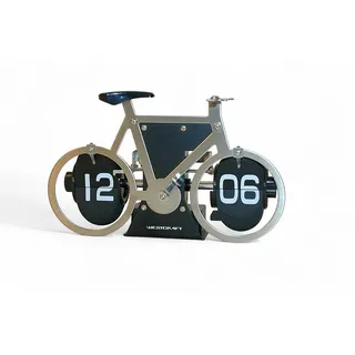 Present Time Mechanische Uhr analoge Flip Clock, Fahrrad Tischuhr mit umklappendem Zifferblatt, (1-tlg), Retro Bike Flipclock, Vintage Deko für Wohnzimmer Kommoden, Schränke silberfarben