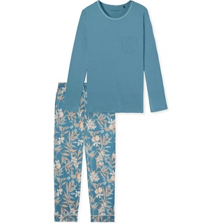 Schiesser, Damen, Pyjama, Comfort Nightwear Schlafanzug, Blau, (3XL)