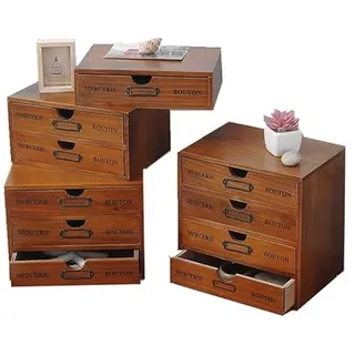Retro-Schreibtisch-Organizer aus Holz mit Schublade, große Kapazität, Schreibwaren, Kleinteile, ordentliche Tischschublade, Organisationsbox für Home Office