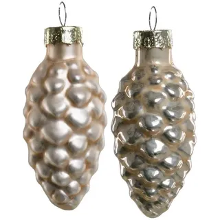 Trend Line Christbaumschmuck TrendLine Weihnachtskugeln Glas-Tannenzapfen 6 cm beige
