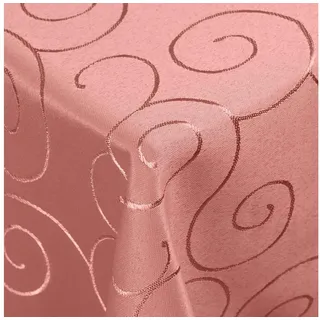 DecoHomeTextil Heimtextilmanufaktur Tischdecke Kringel Circle Tafeldecke Ornamente Damast Tischdecke rosa Eckig 110 x 140 cm