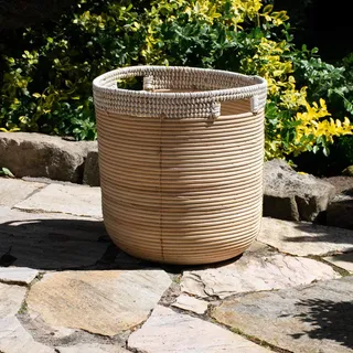 Efaso BOURGH Korb RATESCH aus Seegras und Bambus Ablagekorb Aufbewahrungskorb Naturkorb Wäschekorb Dekokorb (Durchmesser 40 cm; Höhe 40cm)