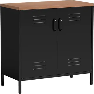 HOMCOM Sideboard aus Metall, Industrieller Aktenschrank mit 2 Türen und verstellbarem Regal, Beistellschrank mit Stahlbeinen für Wohnzimmer, Küche, Esszimmer, Büro, 80x40x80 cm, Schwarz   Aosom