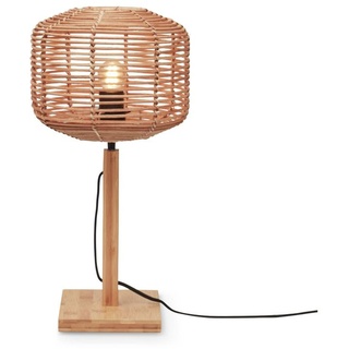 GOOD&MOJO - Tischleuchte Tanami - Bambus/Rattan - Ø25cm Tischlampe - Nachttischlampe, Wohnzimmer, Schlafzimmer