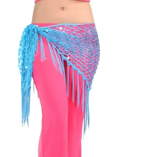 BellyLady Bauchtanztuch, ägyptisches Dreieckstuch, Geschenkidee zu Halloween Gr. Einheitsgröße, seeblau - Einheitsgröße