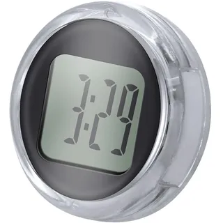 perfk Mini-Motorrad-Digitaluhr, 1,1 Zoll Durchmesser, Motorrad-Lenkeruhr, wasserdichte Uhr mit rundem Zifferblatt, Motorraduhr für Fahrzeuge, Schwarz