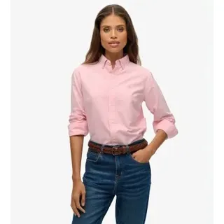 Superdry für Damen. W4010565A Oxford Slim Hemd mit langen Ärmeln in Rosa (M), Lässig, Baumwolle, Klassisch, Langarm