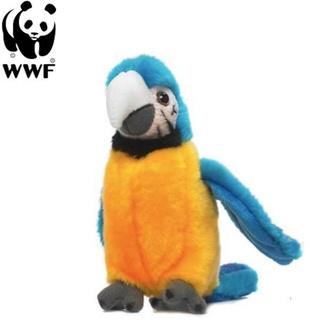WWF Plüschtier Gelbbrust Ara Papagei (mit Sound, 14cm) lebensecht Kuscheltier Stofftier