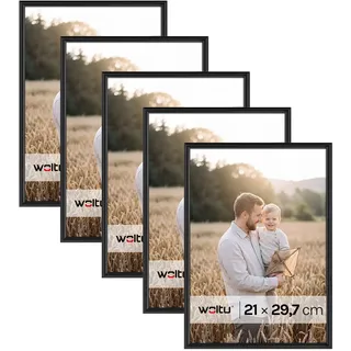 Woltu Bilderrahmen New Lifestyle Schwarz 21x29,7 cm 5er Set