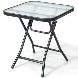 Costway FANTASK Beistelltisch 46,5 x 46,5 x 42 cm Schwarz/Transparent