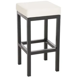 DELUKE® Barhocker KIEL - Creme, Kunstleder, Stahl, 80cm Höhe | Barhocker ohne Lehne Barstuhl Tresenhocker Tresenstuhl Kneipenhocker Kneipenstuhl