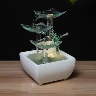 SARGE Tisch Wasser Ornamente Mini Brunnen USB Veranda Keramik Glas Schlafzimmer kleine zirkulierende Wasser kreative Dekoration