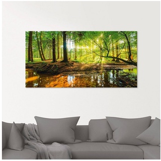 Artland Glasbild »Wald mit Bach«, Wald (1 St) grün 60 cm x 45 cm