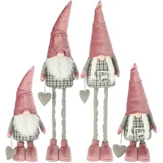 Wichtel mit Herz und Teleskopbeinen (2er Set) 80 cm, Santa und Wichtelfrau