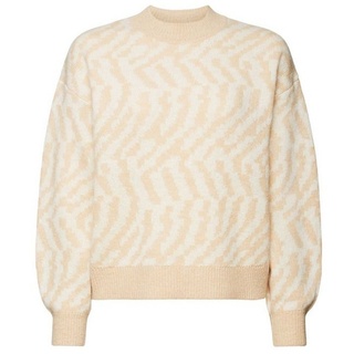 Esprit Collection Rundhalspullover Pullover mit abstraktem Jacquard-Design beige