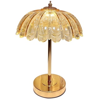 Kristall-Deko-Tischlampe, stimmungsvolles Nachttischlicht mit transparentem Glas-Lampenschirm, Leselampe, 3 Farbtemperaturen fuer Wohnzimmer, Schla...