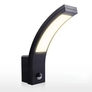 Maxkomfort LED Außenwandleuchte mit Bewegungsmelder - 15W, 4000K Neutralweiß, IP54, Sensor mit Zeit- & Dämmerungseinstellung - Außenlampe Wand für Haus, Garten & Eingang- Schwarz