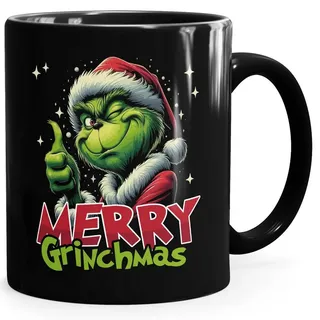 MoonWorks Tasse Tasse Weihnachten Grinch Merry Grinchmas XMAS Lustig Geschenkidee, Keramik schwarz