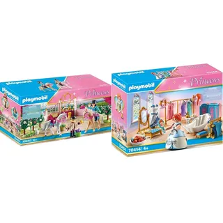PLAYMOBIL Princess 70450 Reitunterricht im Pferdestall, Ab 4 Jahren & Princess 70454 Ankleidezimmer mit Badewanne, Ab 4 Jahren