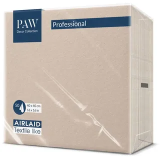 PAW Servietten aus Airlaid, Stoffähnlich, 50 Count, Ideal für Hochzeit, Taufe, Kommunion, Geburtstag, Stoffservietten, Einfarbig, Beige
