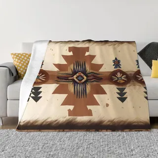 Überwurfdecke mit Indianer-Muster, warm, ultraweich, Micro-Fleece-Decke für Couch, Bett, Wohnzimmer, Camping, Dekoration, 152,4 x 127 cm
