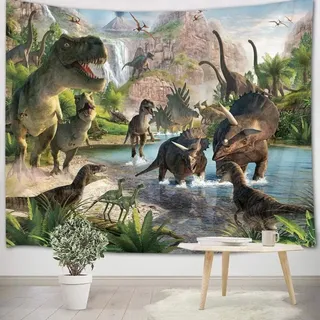 Wandteppich Mit Dinosaurier, Aufgehängter Stoff Mit Antiken Tieren, Wald, Berge, Raubtier, Kinderzimmer, Wohnzimmer, Schlafsaal, Wanddekoration, Hintergrund Für Geburtstagsfeiern, 180x120 Cm