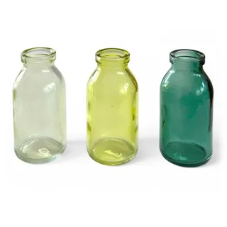 SANDRA RICH Unbekannt Sandra Rich. Glas VASE Bottle klein. 3 kleine Flaschen ca 10,5 x 5 cm. Petrol - GRÜN. 1165-10-51