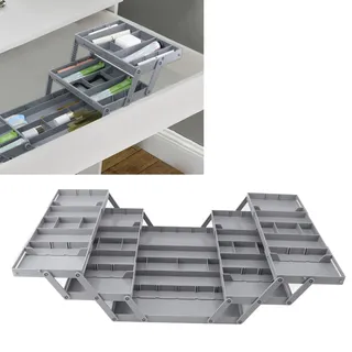 Ausziehbarer Schreibtisch-organizer Mit Ausklappbarem Regal, Zweireihige Aufbewahrung Für Schmuck, Kosmetik Und Bürobedarf, Hochwertiges Kunststoffmaterial, 30-teilig